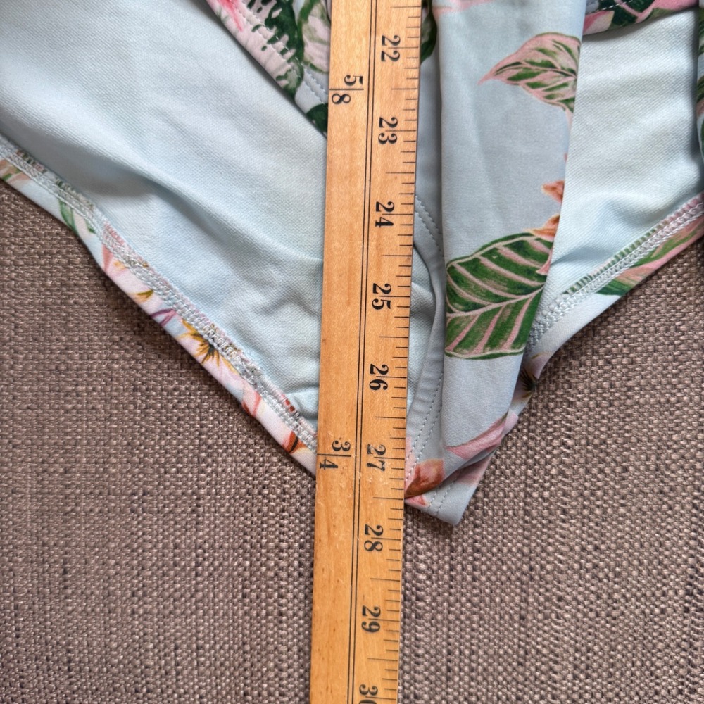 Palisades Beach Club Blue Tropical Floral Wrap One Piece Swimsuit PB09 Large - Picture 6 of 8